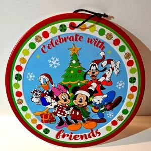 Mickey Mouse Minnie Donald Duck Pluto Metal Hanging Christmas Sign Holiday Decor